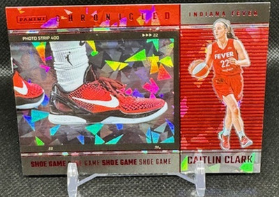 2025 Panini Caitlin Clark Chronicled - Red Black- Shoe Game #73 Red Cracked Ice
