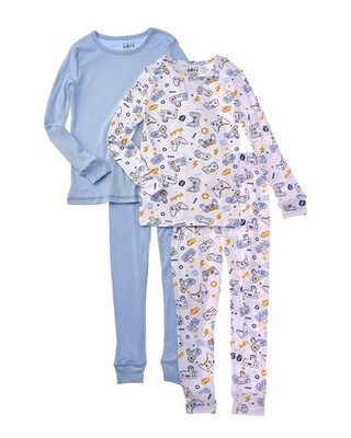 Only Boys 4Pc Just Chill Yummy & Brushed Waffle Pajama Set Blue 4