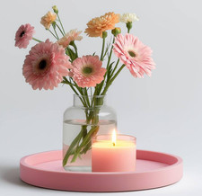 Round Pink Silicone Decorative Bathroom Vanity Tray 9 Inch, Counter Tray for...