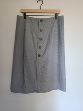 Anthropologie X Mare Mare Button-down Midi Skirt Side Slit Gray Check L