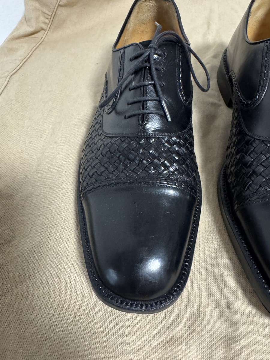 Mezlan San Juan Mens Woven Leather Derby Shoes Size 12 Formal Dress Black Mezlan Black Textured Deerskin Dress Shoes | Mercari main image 4