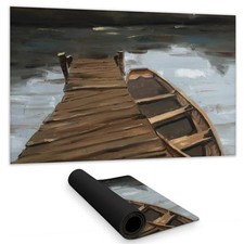 Begin Home Decor C1DM14246D5PKE 14 x 24 in. White Rustic Desk Mat - Lake Dock...