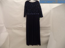 ONYX Women's Size 16 Blue 3/4 Sleeve Gown. Armpit to Armpit= 18"