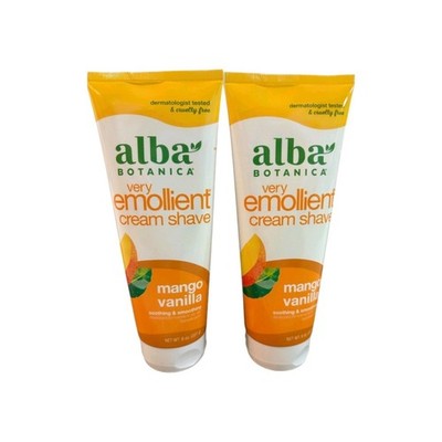  2 Alba Botanica Very Emollient Mango Vanilla Shave Cream 8 oz Vegetarian 