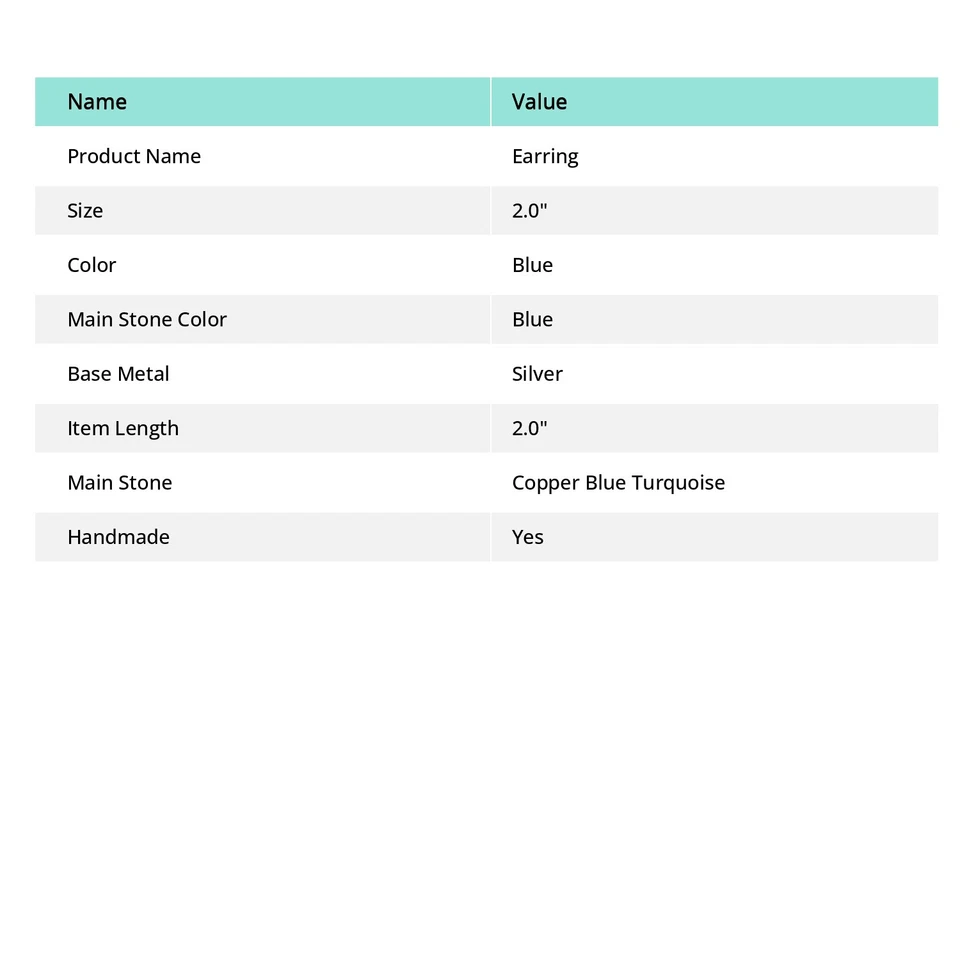 Copper Blue Turquoise Ethnic Gemstone 925 Sterling Silver Earring 2.0" G425 - Image 4 of 4