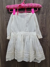 Antique Edwardian Lace Dress Baby Girls Ivory Embroidered Vintage Victorian