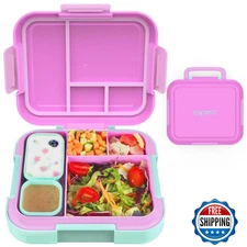 Caperci Kids Bento Box - 4.8 Cup Lunch Box w/ Two Modular Containers, Leak-Proof