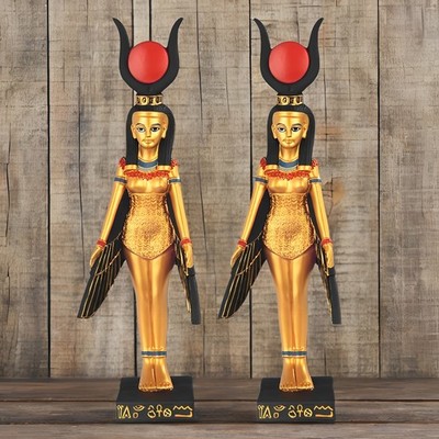 2-PC Gift Set 11''H Egyptian Queen Cleopatra Black and Gold Figurine Ornament
