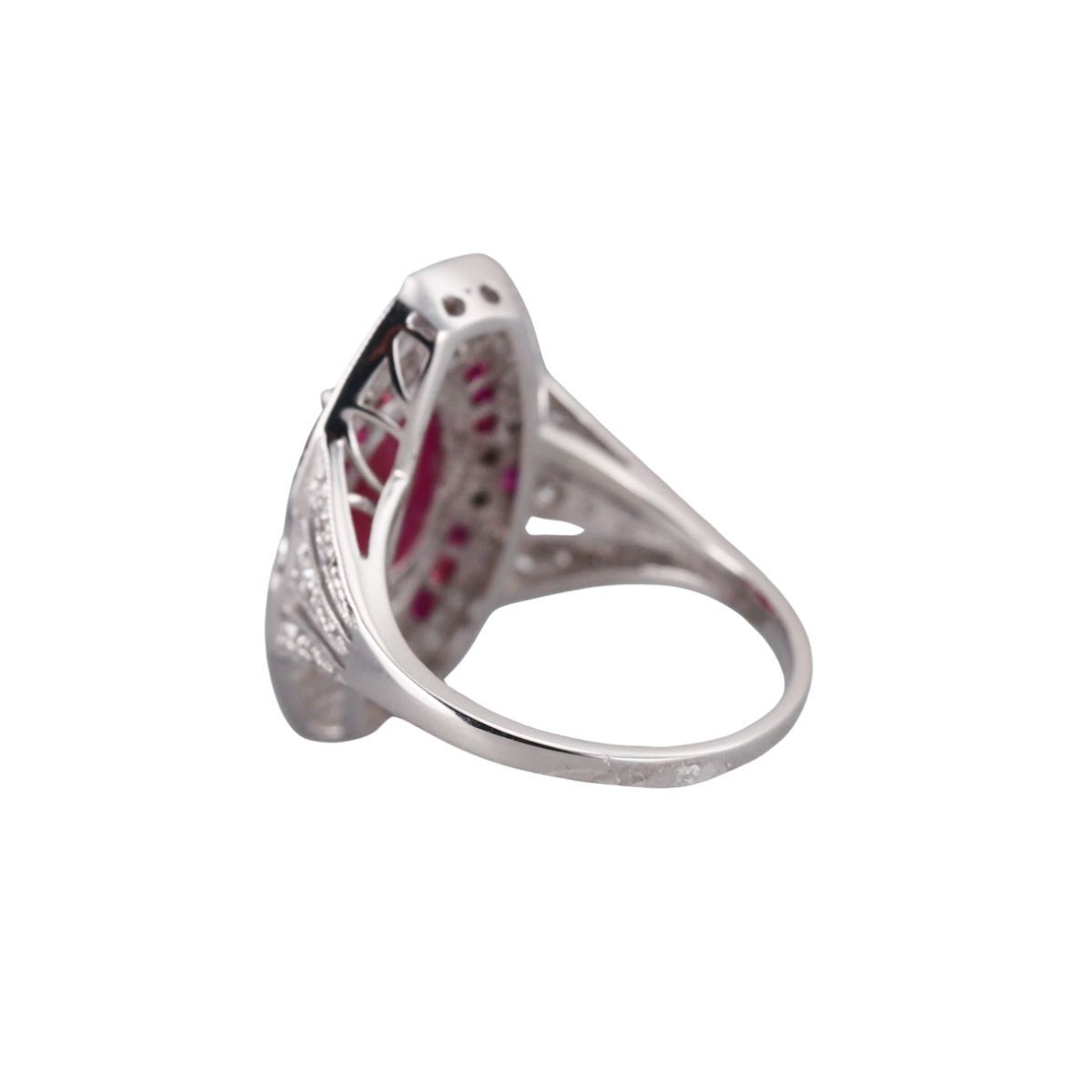 18k White Gold Diamond Ruby Ring - image 3