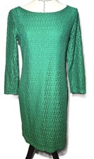 Banana Republic Wmn's Sz 6 Emerald Green Short Shift Dress, 3/4 Sleeve, Zipper