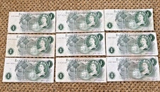 Bank of England £1 x 9 Hollom One Pound Banknotes Mixed Notes A01 inc 1960s