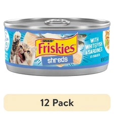 (12 pack) Purina Friskies Shreds With Whitefish and Sardines in Sauce,5.5 oz Can