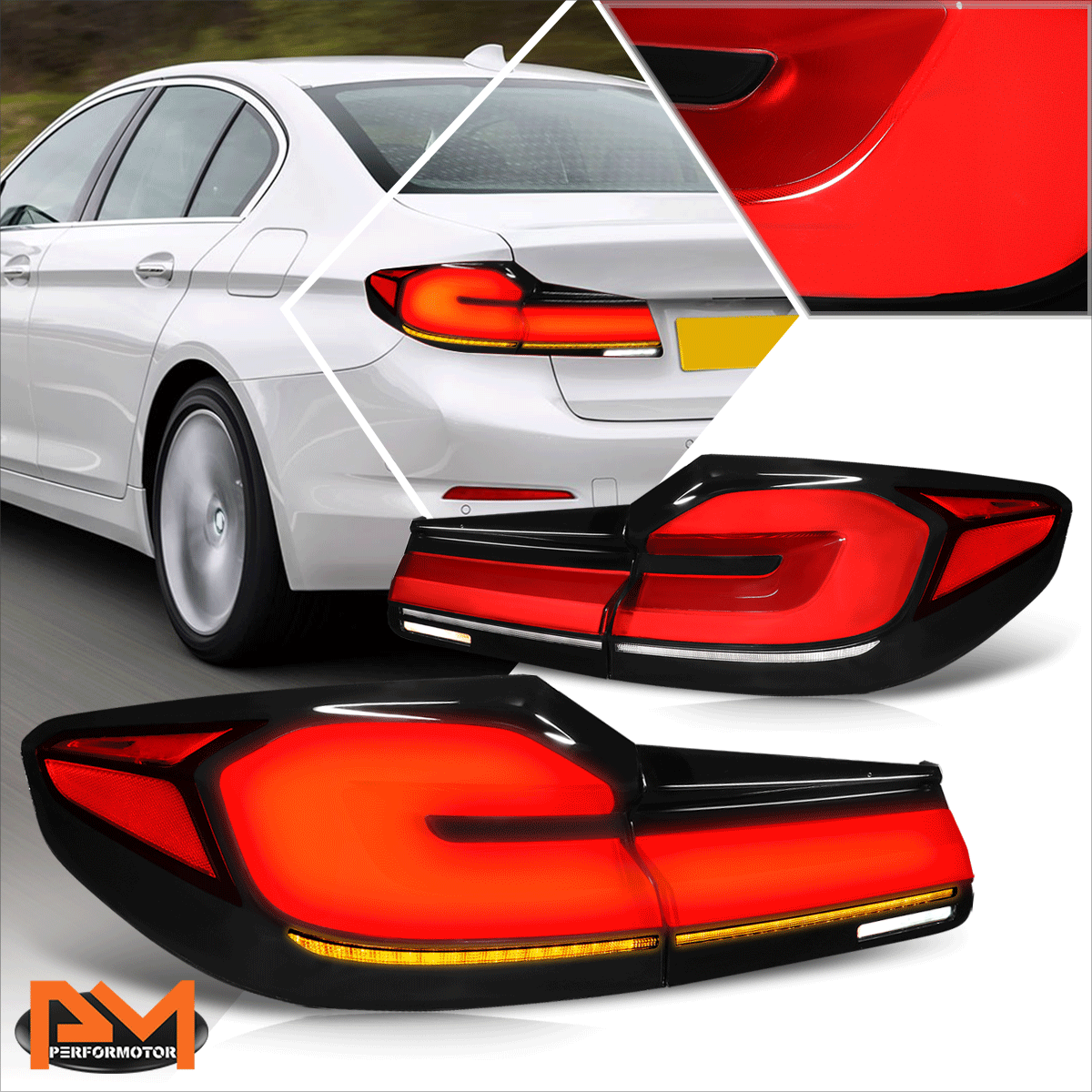 For 17-20 BMW 5-Series G30 Red Lens 3D LED Sequential Signal Tail