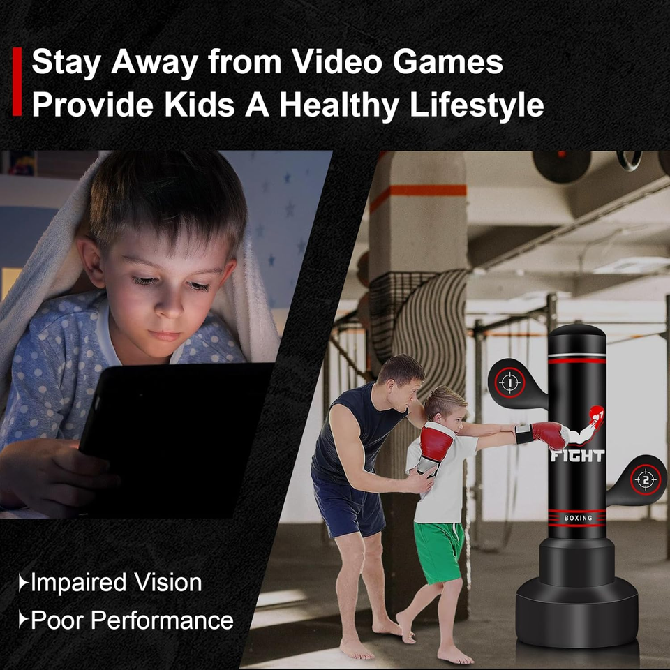 Upgraded Heavy Freestanding Punching Bag for Adults Teens, 70” Standing ...