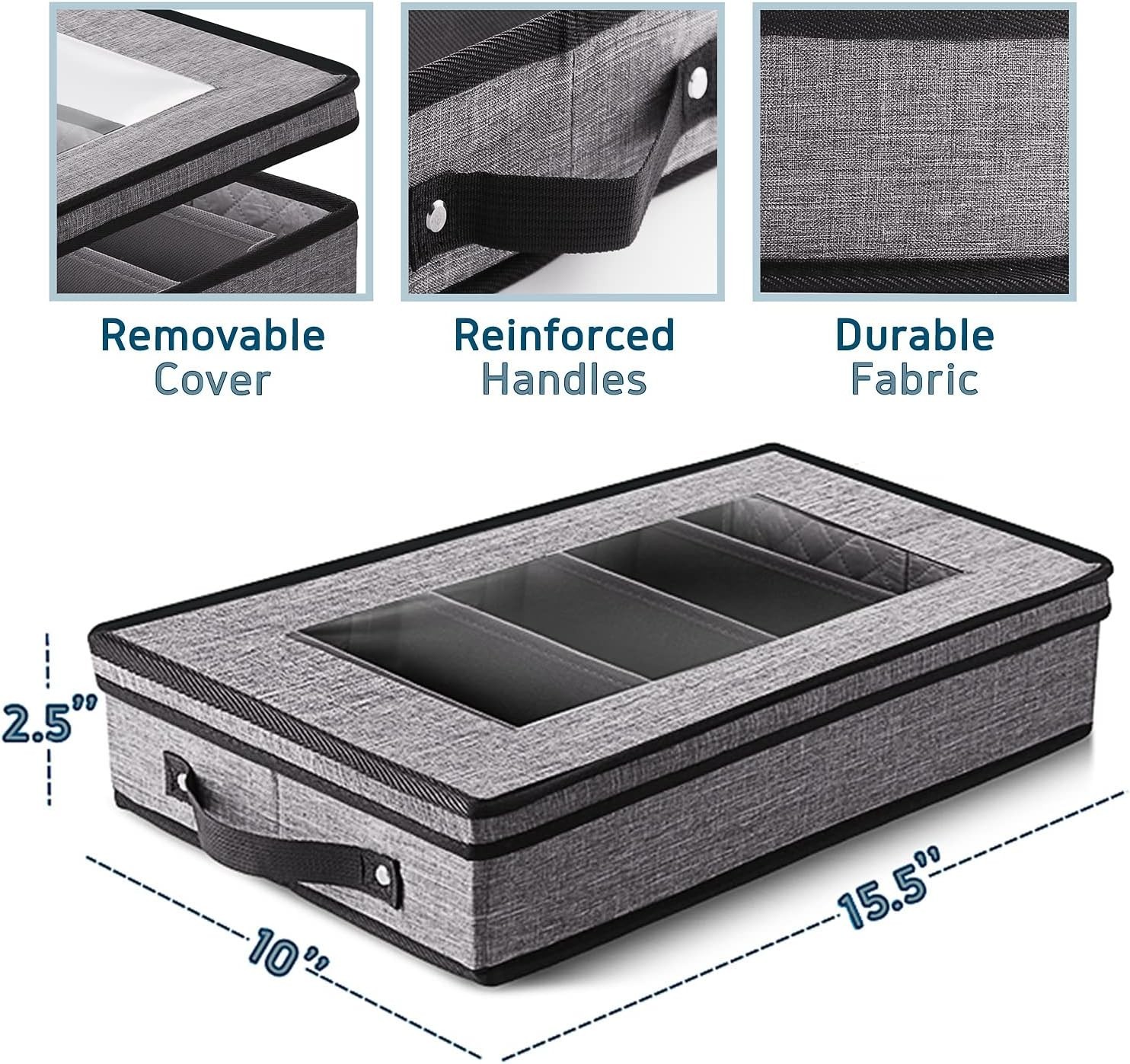 Flatware Storage Case For 12 Padded Silverware Organizer Grey With Zippered Lid