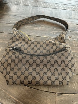 Gucci GG Hobo Bag Small Brown Canvas/ Black Leather