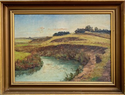 UNBEKANNTER IMPRESSIONIST NATURLANDSCHAFT MIT FLUSSLAUF MONOGRAMM ETH 1916 ?