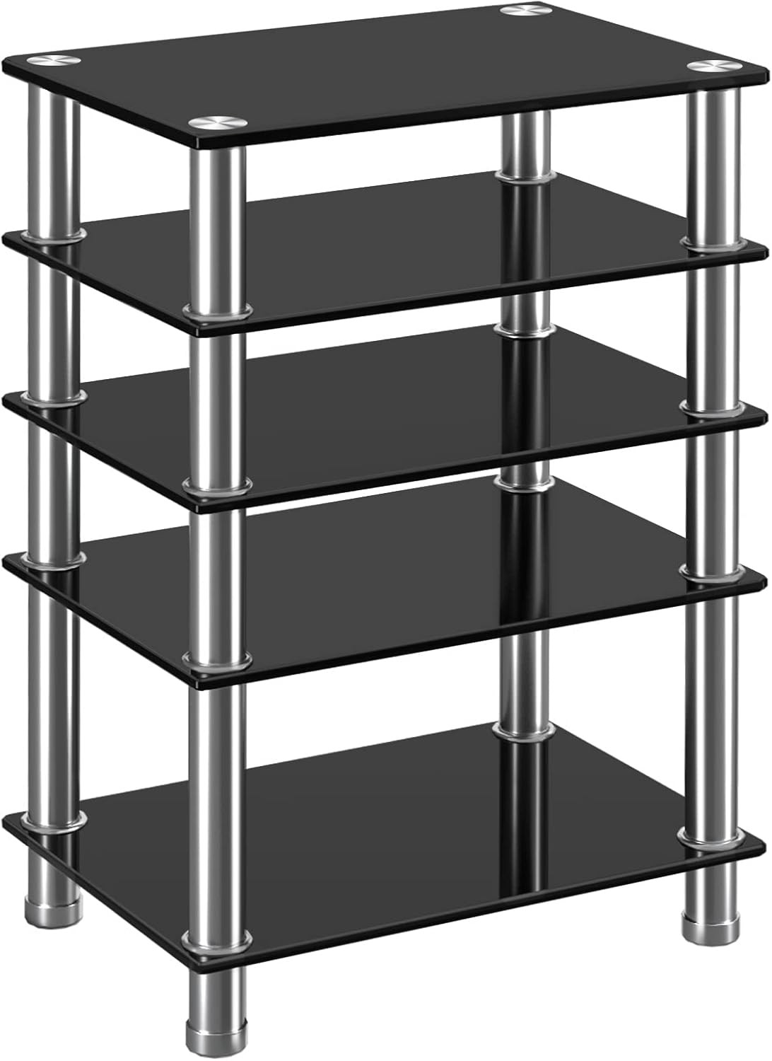 Meuble Hifi à 5 Niveaux en Métal Noir pour Consoles et Lecteur DVD