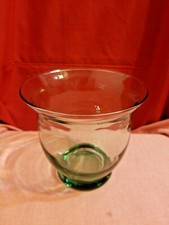 Vintage Green Crystal Glass Flower Vase 5 1/2" Tall
