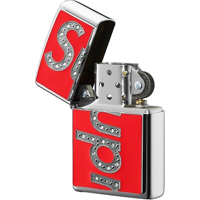 Supreme Swarovski Crystal and Enamel Logo Zippo Lighter FW20 - Red