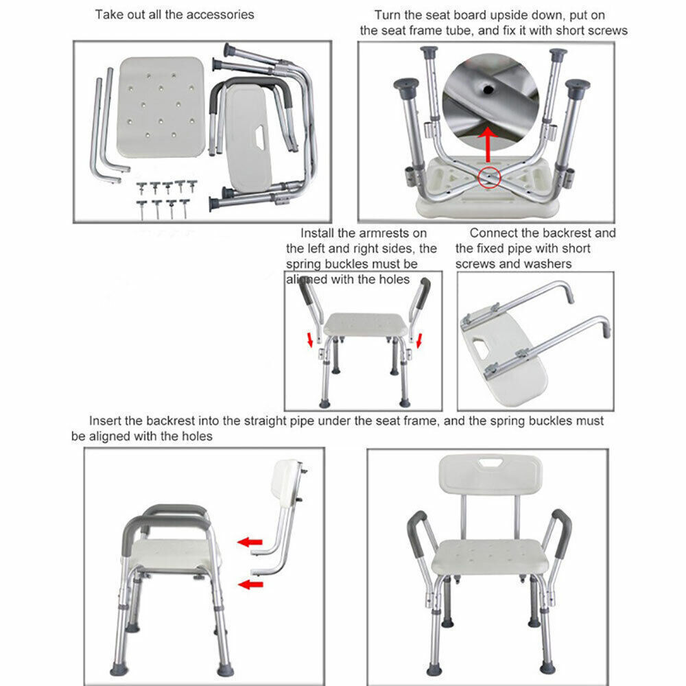 LOEFME Shower Chair with Arms Heavy Duty Bath Chair Seat Lift Height