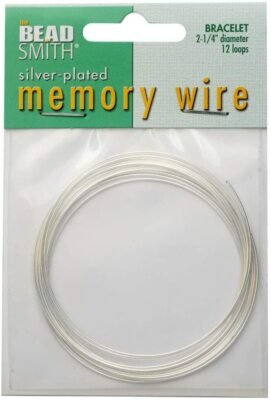 The Beadsmith Memory Wire Bracelet Size Medium 2.25 Dia 12 Loops Silver Plated
