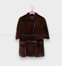 Brunello Cucinelli Jacket Coat Leather Mink Fur Top Vest Women Size 42 M 6