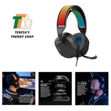 Nightfall Gaming Headset with Near-Field Directional Flip-to-Mute Rotating Bo...