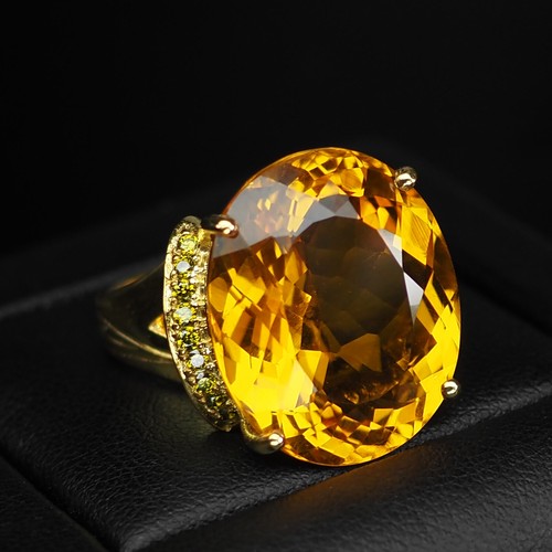 925 STERLING SILVER HANDMADE RINGS ESTATE YELLOW CITRINE OVAL 20CT SIZE 6.25 - Picture 5 of 9
