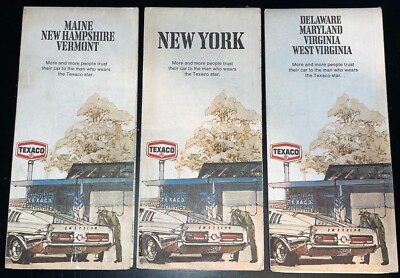Lot 3 Vtg 1973 Texaco Gas Road Travel Maps ME NH VT NY DE MD VA WV Eastern USA