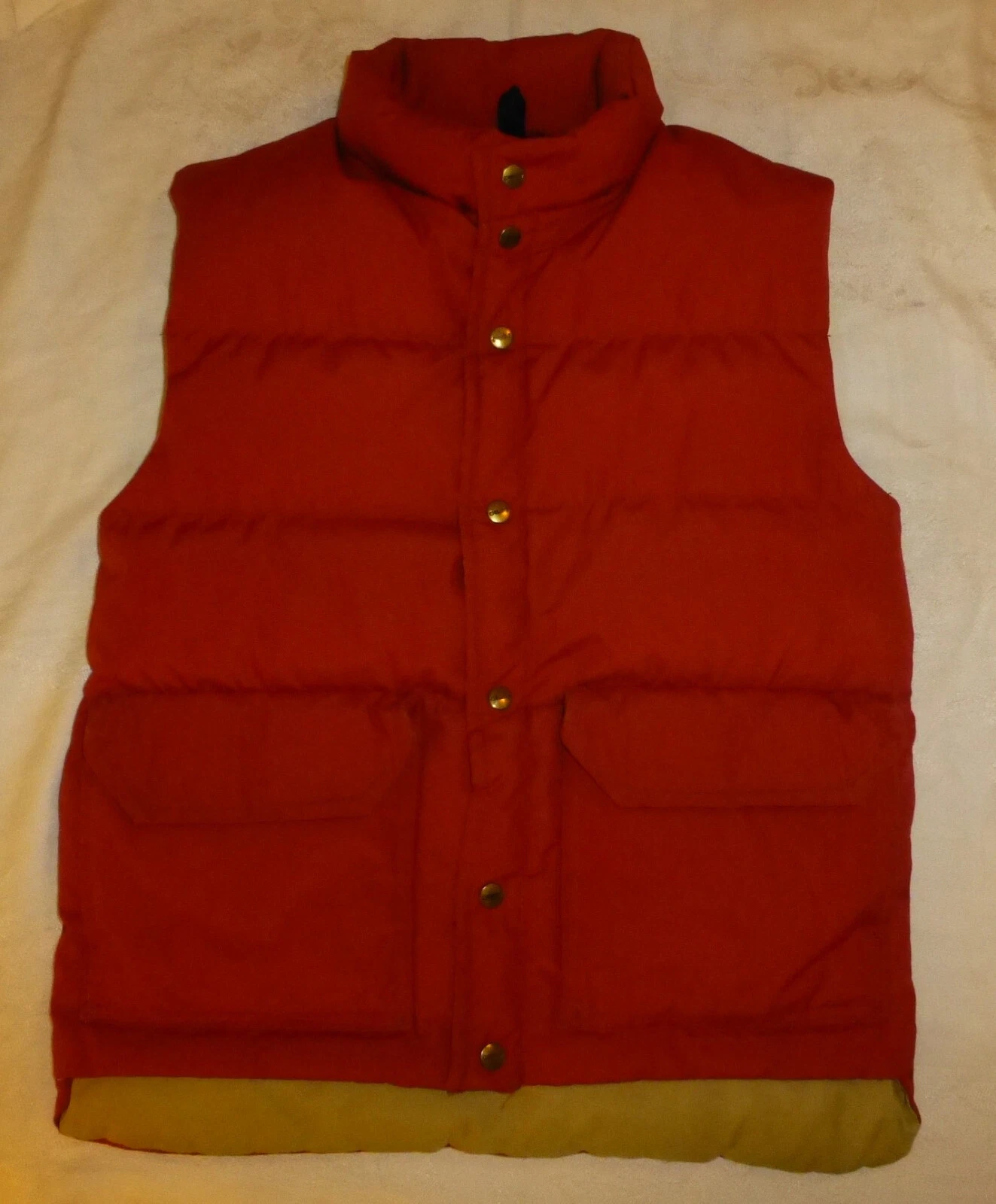VTG 1980s Camp 7 Prime Goose Down Mens Vest Small Orange Boulder Colorado Puffer