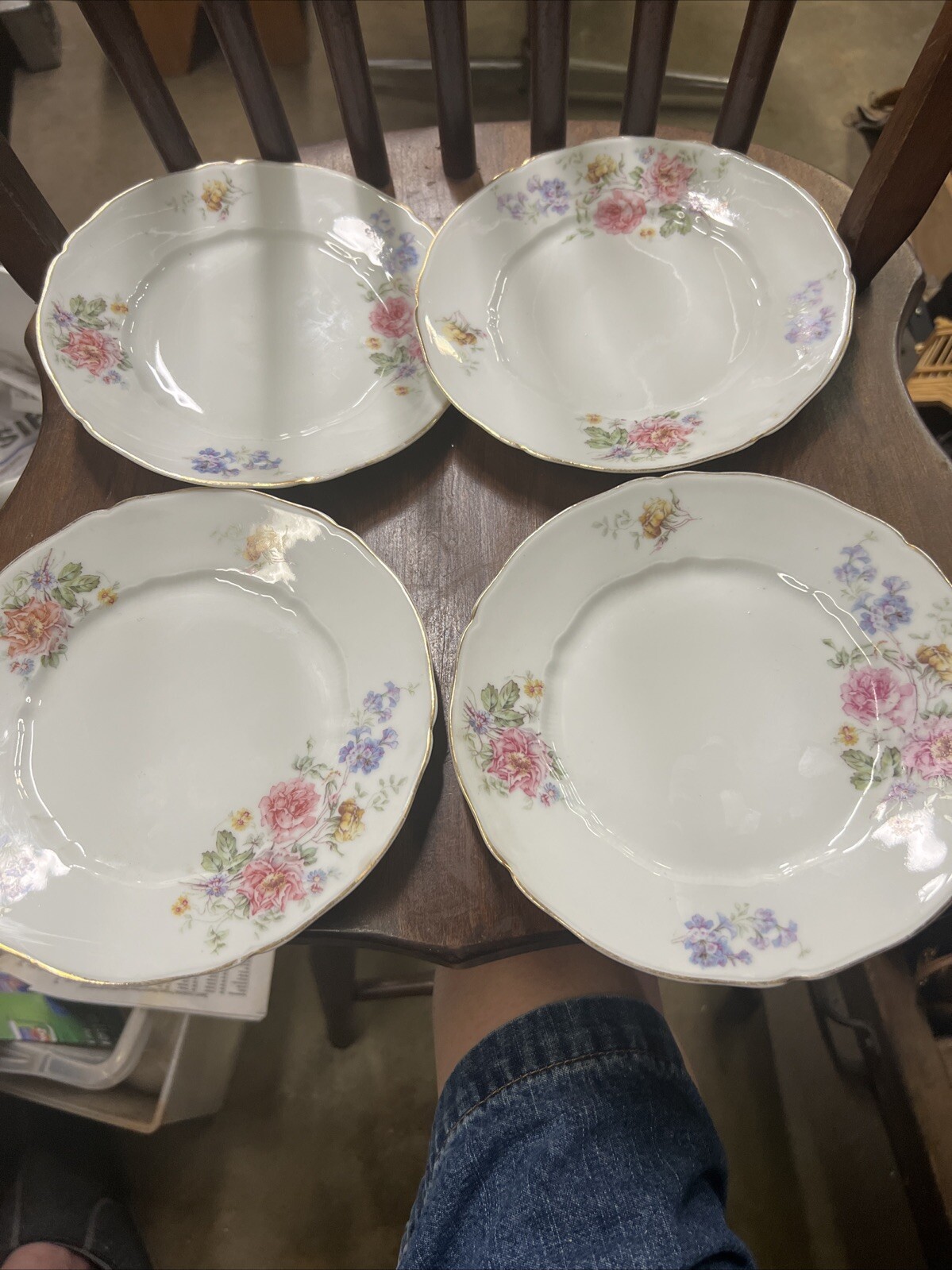 Vintage FC Saxony China Salad Plates Floral Pattern Set of 4 Beautiful!