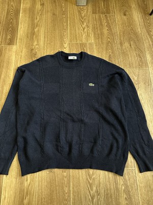 VINTAGE Lacoste Chemise Mens Size 8 Blue Navy 3D Knit Sweater 90s France