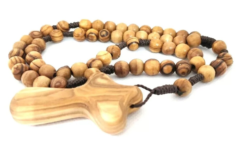 Hand Made Olive Wood Rosary Comfort Cross Blessed Bethlehem Rosary