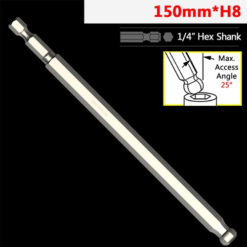 65/100/150mm Ball-End Hex Screwdriver Bit Set 1/4" Hex Shank H2.5 H3 H4 H5 H6 H8 - Picture 30 of 30