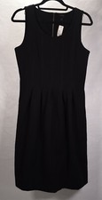 J Crew Pleated Black Flare Dress Sleeveless Stretch Dress 8 NWT