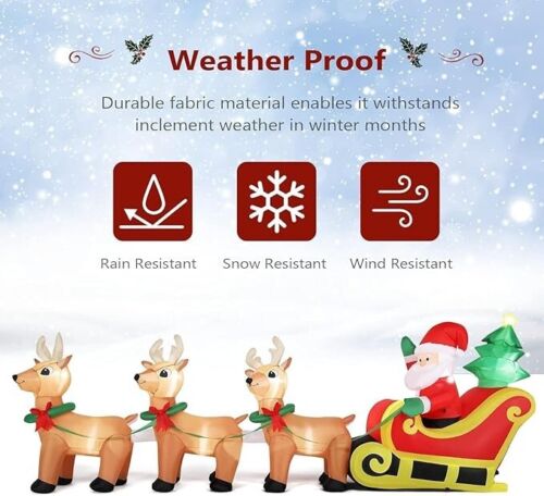 Christmas Blow Up Yard Decorations - 10 FT Outdoor Inflatables Santa Sleigh