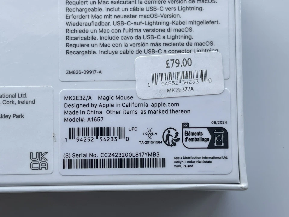 Genuine Official Apple Magic Mouse Rechargeable WHITE Multi-Touch Surface A1657 - Image 4 of 4