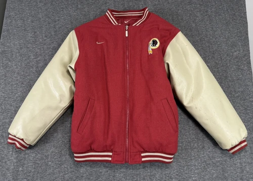 VTG Nike Bomber Jacket Youth XL Reversible Washington Redskins Wool Varsity