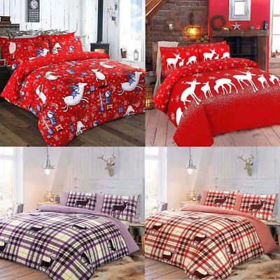 LEO MARKET Leo All Sizes Winter Christmas Print Duvet Quilt Cover Bedding Set Pillowcases