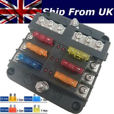 6 Way Blade Fuse Box Block FuseBox Holder Auto Marine Bus Bar Car Kit 12V 32V.