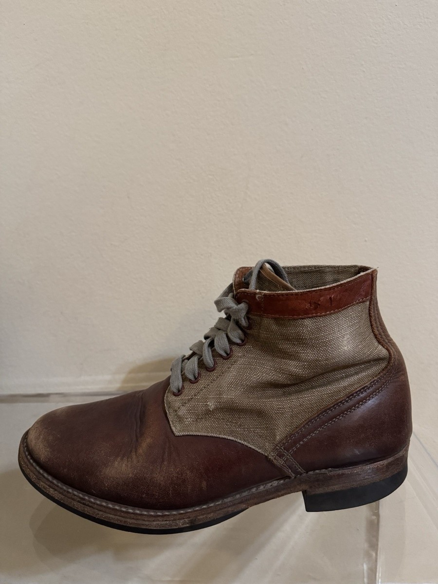 Mister Freedom Trooper Boots Cowhide Waxed Canvas USA Brown 10 View 4