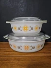 New ListingVINTAGE PYREX TOWN AND COUNTRY CASSEROLE SET #043 & #045 WITH LIDS