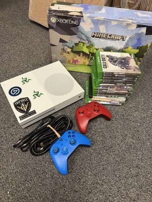 Microsoft Xbox One S 1681 Console Bundle 500 GB 2x Controllers, Cords, 13 Games