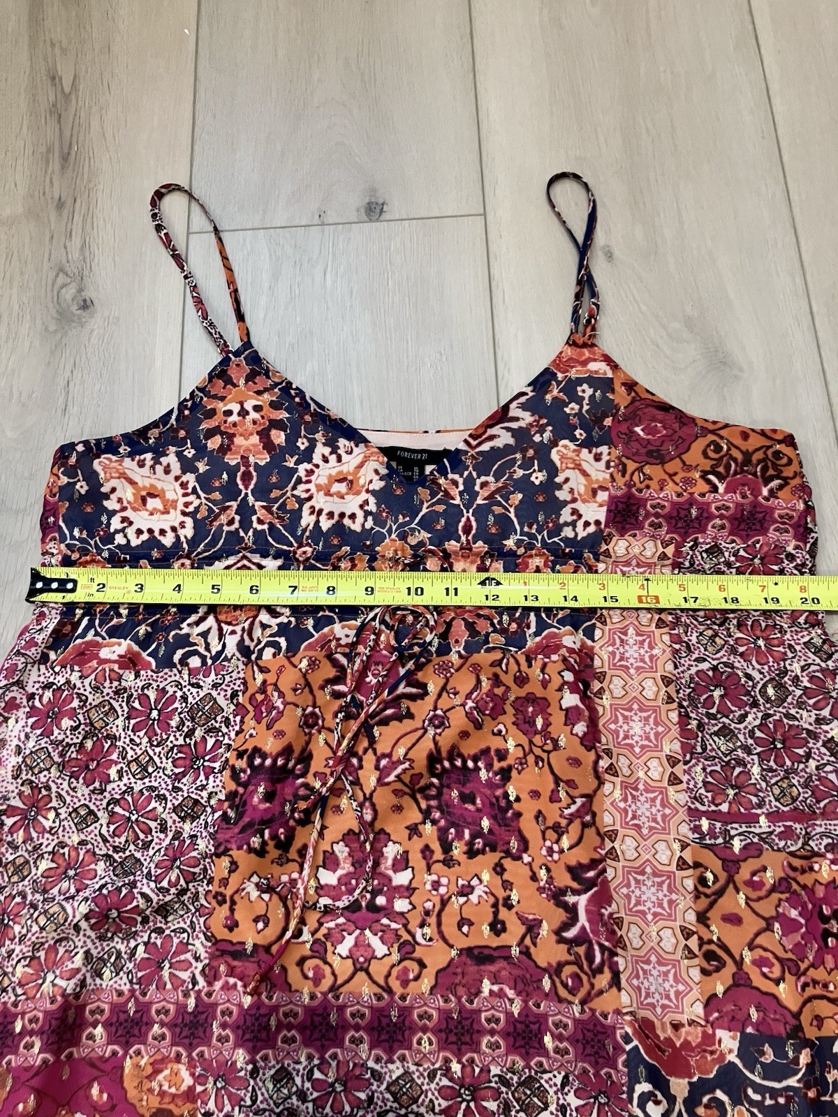 Boho Flowy Patchwork Print Tiered Maxi Dress Sz X… - image 7