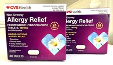 2-PK CVS Health Allergy Relief Fexofenadine Hydrochloride 180mg -30ct Exp 11/26