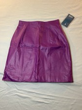 Vintage 80s Chia Purple Leather Mini Skirt High Waisted Sz 8