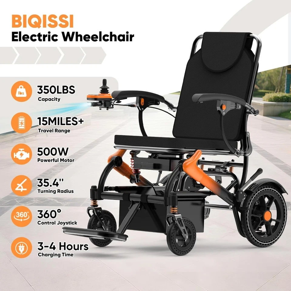 Silla de ruedas eléctrica plegable 36 lb, 350 lb todo terreno viaje - ligeramente usada Foto 3 de 4