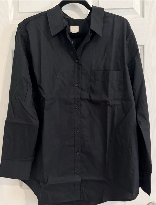 A New Day Classic Button Down Long Sleeve Shirt in Black XL New With Tags