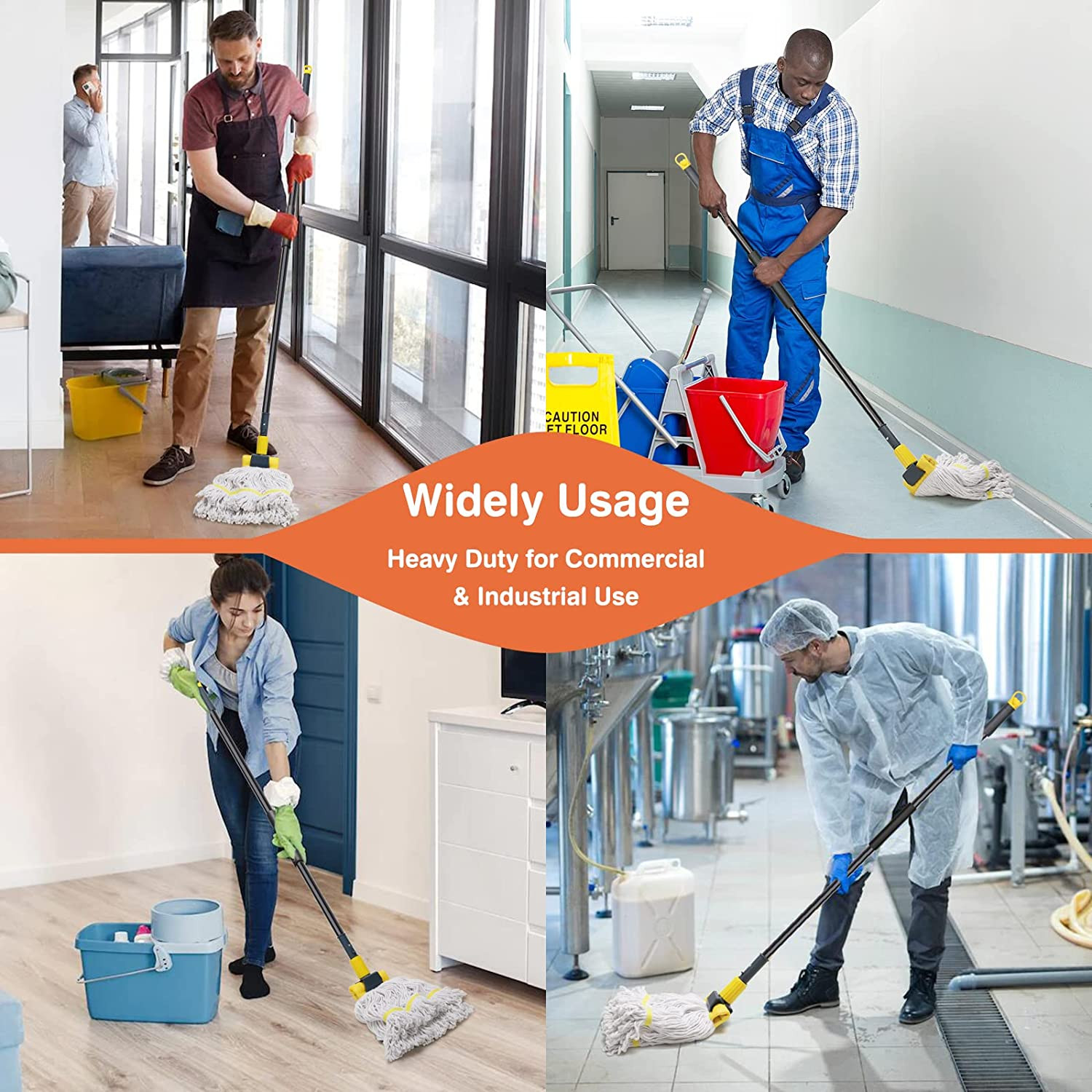 Commercial Mop Heavy Duty Industrial Mop with Long Handle,60"